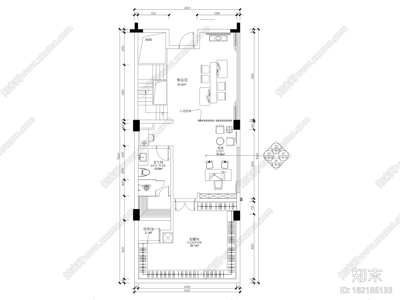 [安徽]棠樾现代三层别墅室内装修设计施工图施工图下载【ID:182186133】