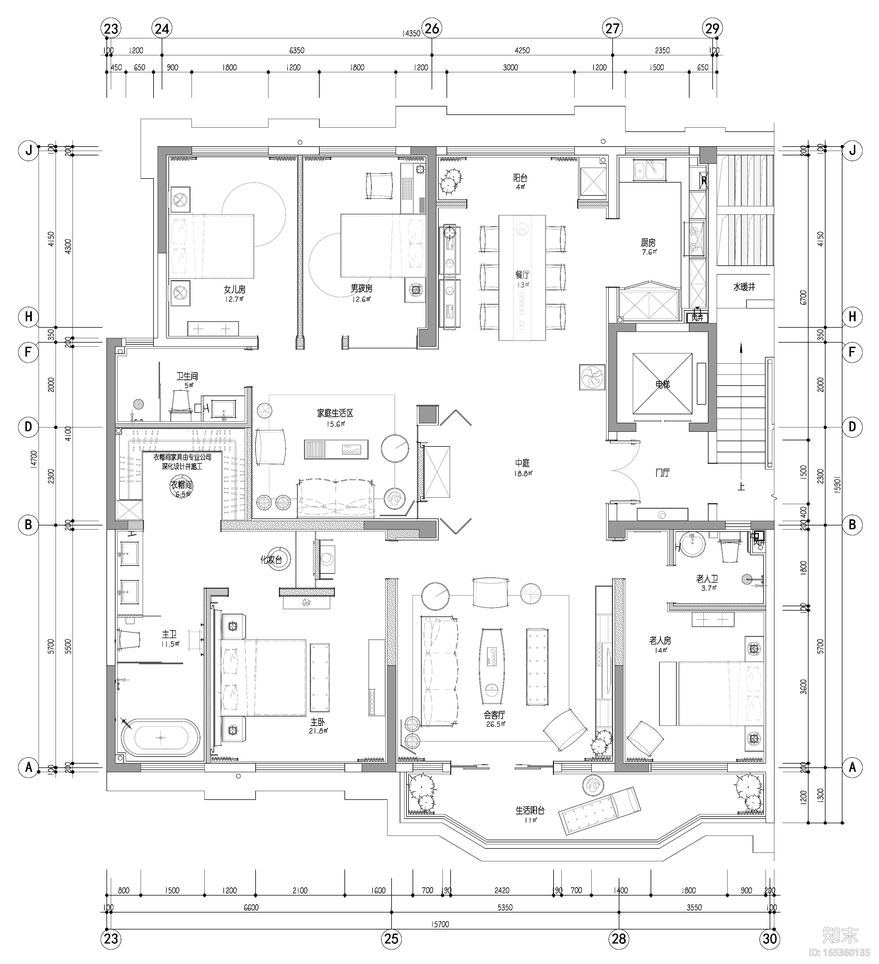 正弘瓴中式风格四居室样板间室内装修施工图施工图下载【ID:165360135】