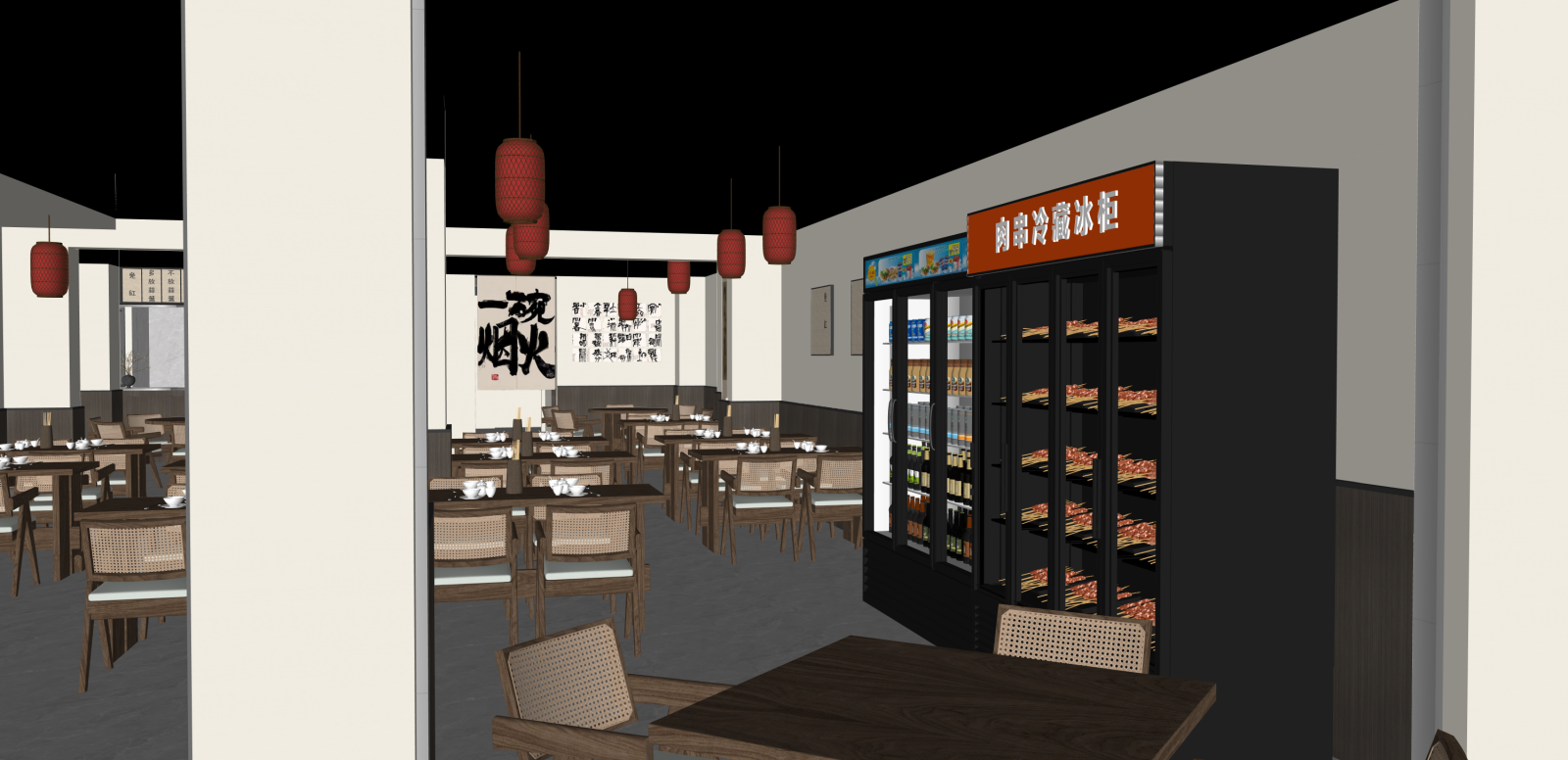 现代快餐店SU模型下载【ID:1215984195】