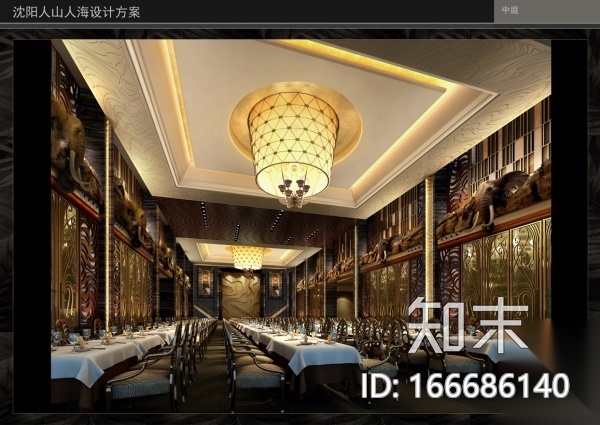 [辽宁]人山人海餐厅沈阳分店施工图+效果图施工图下载【ID:166686140】