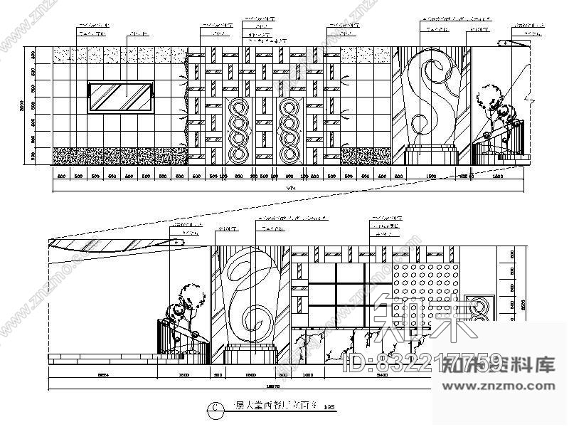 图块/节点大堂西餐厅立面图cad施工图下载【ID:832217759】