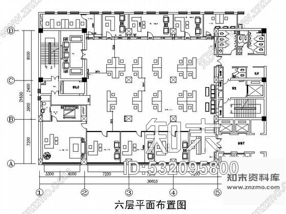 施工图山西第六层某办公空间室内装修图cad施工图下载【ID:532095800】