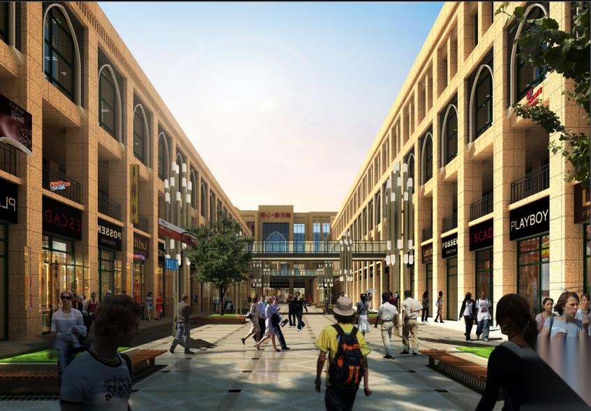 [宁夏]三层伊斯兰风格框架结构商业广场建筑施工图（含效...cad施工图下载【ID:166553121】
