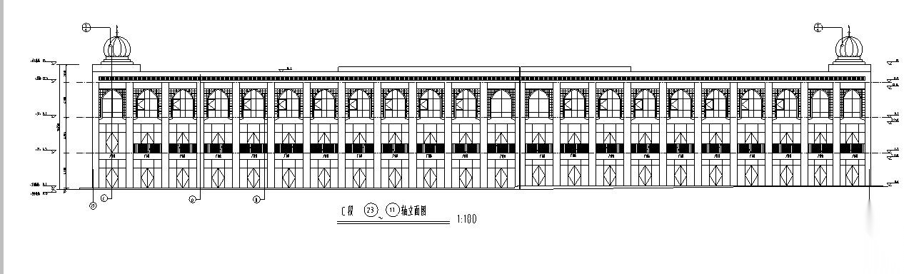 [宁夏]三层伊斯兰风格框架结构商业广场建筑施工图（含效...cad施工图下载【ID:166553121】