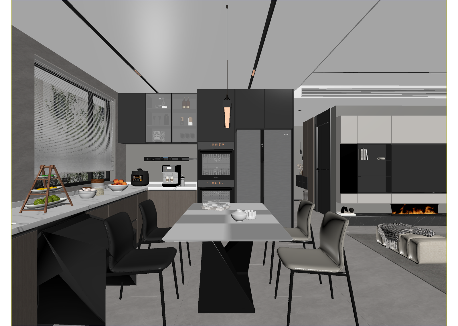 现代客餐厅3D模型下载【ID:1214811498】
