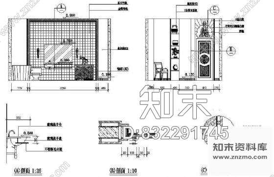 图块/节点装饰墙面cad施工图下载【ID:832291745】