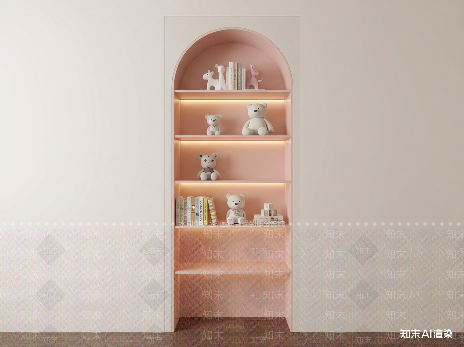 右侧嵌入式储物柜体书柜3D模型下载【ID:1227547775】
