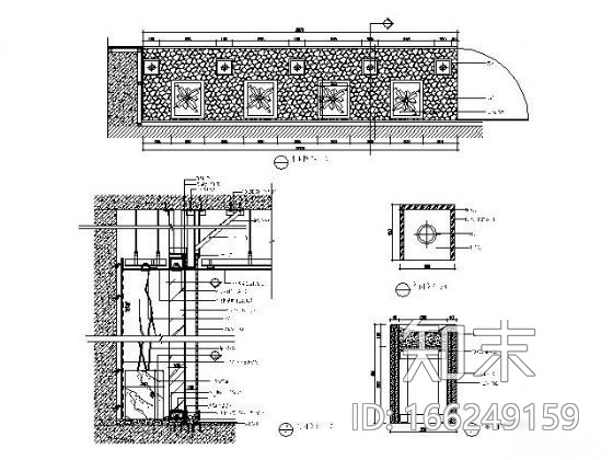 走廊景观墙详图cad施工图下载【ID:166249159】