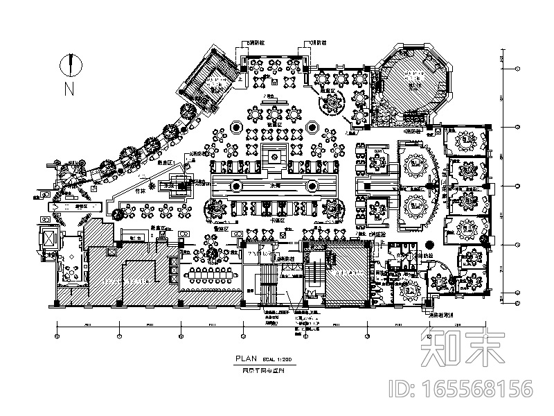 [北京]整套高端餐厅设计CAD施工图(含效果图)施工图下载【ID:165568156】