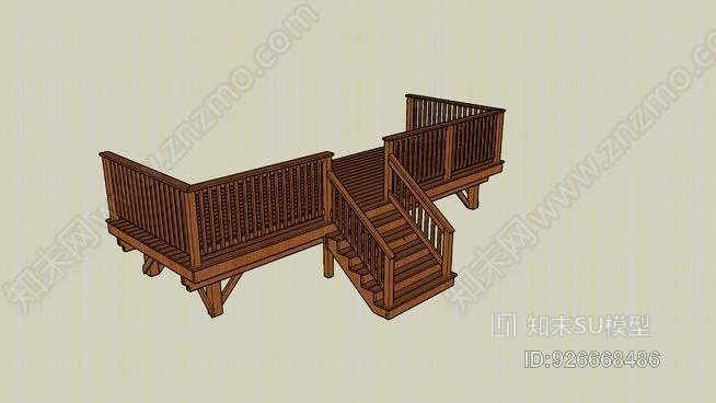 带楼梯和护栏的自由站立甲板8×23SU模型下载【ID:926668486】