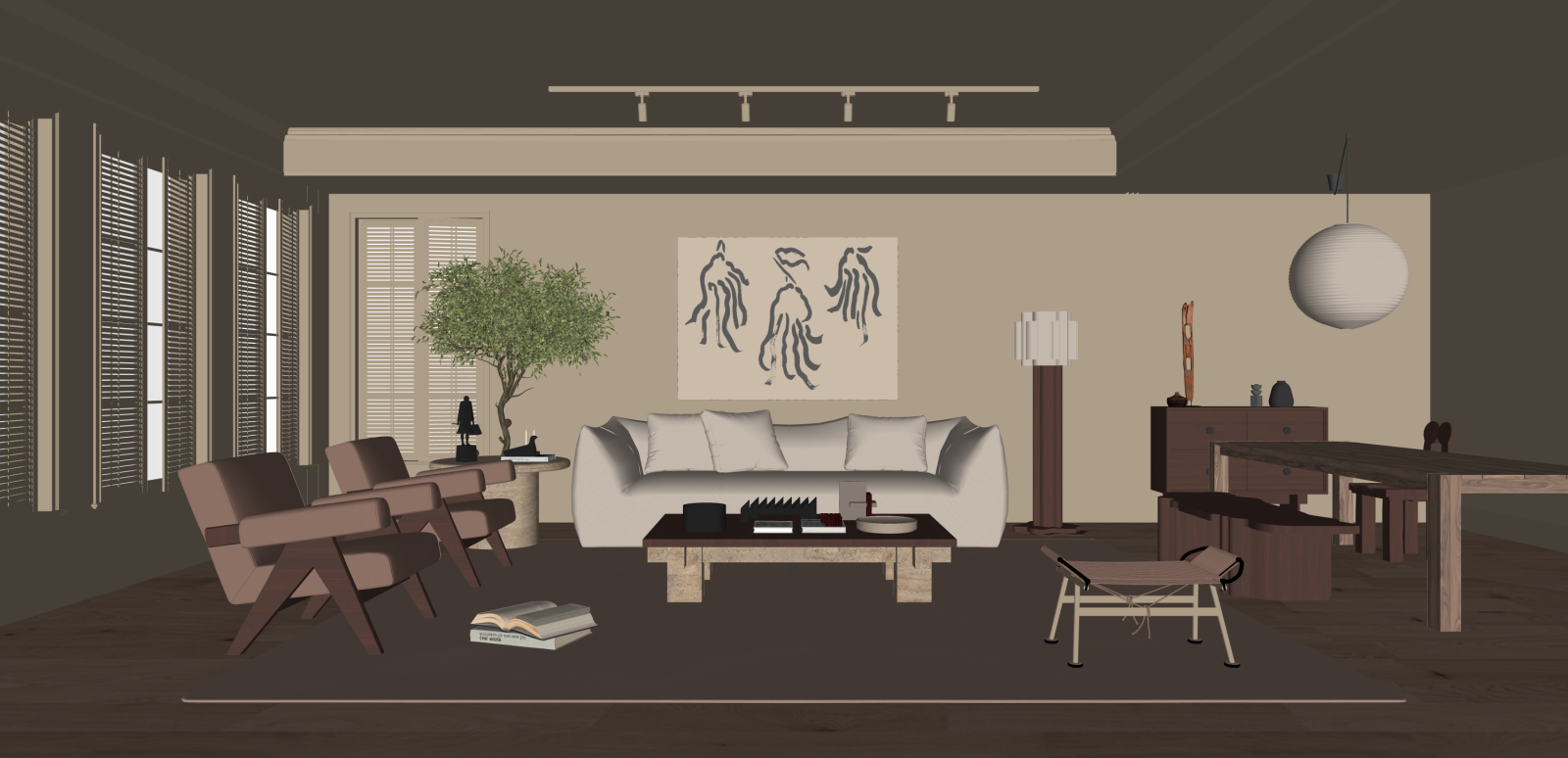 侘寂家居客厅SU模型下载【ID:1215961514】