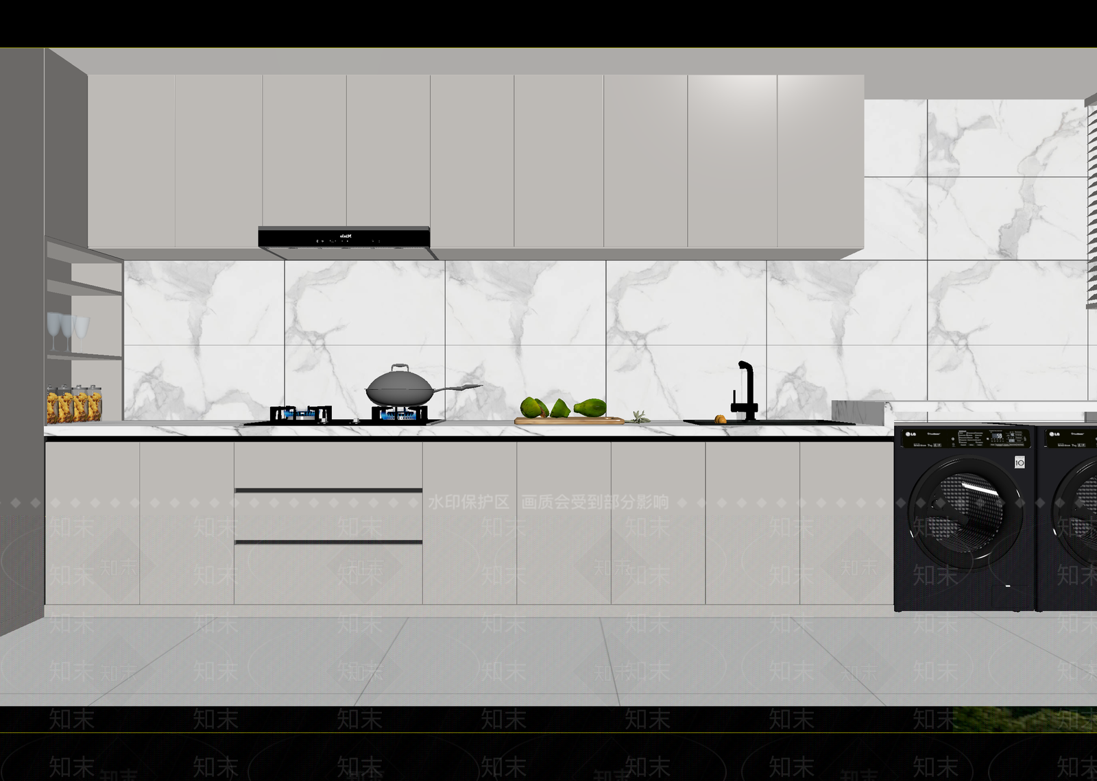 现代开放式厨房3D模型下载【ID:1215127934】