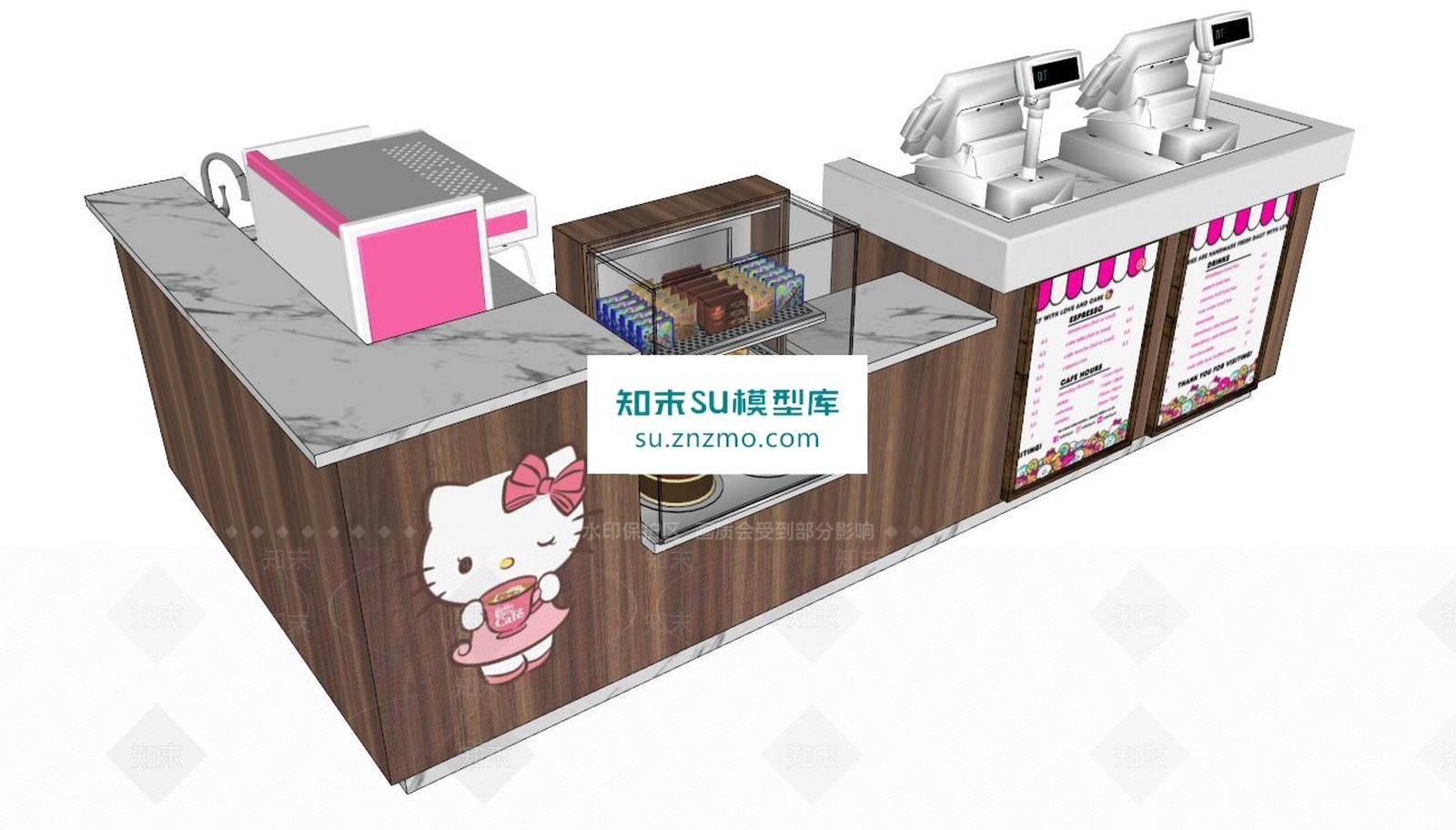精美蛋糕展示柜SU模型下载【ID:162384206】