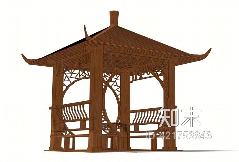 仿古四角凉亭SU模型下载【ID:421753843】