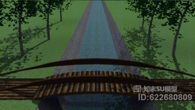 公园中的现代桥梁SU模型下载【ID:622680809】