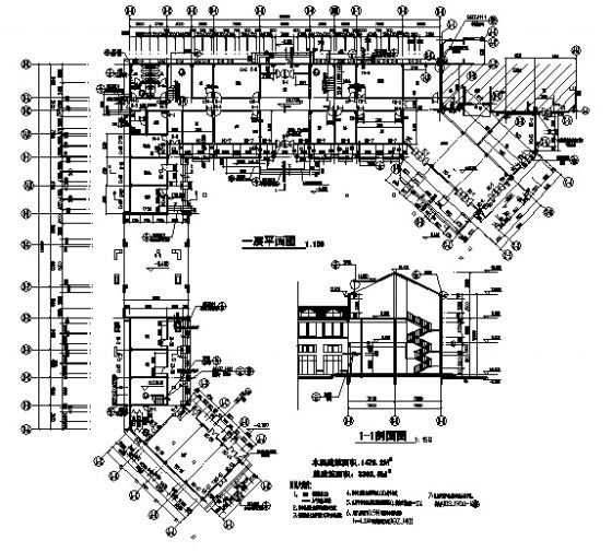 武汉长江边某三层会所建筑施工图cad施工图下载【ID:151666145】