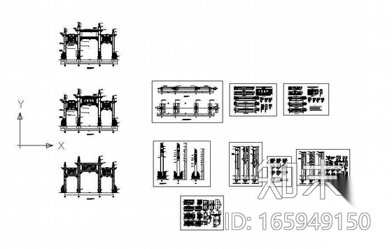 [湖南]大庸府城牌坊大门成套图纸施工图下载【ID:165949150】