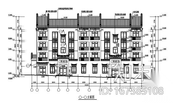 某四层古建筑民居建筑施工图cad施工图下载【ID:167385108】