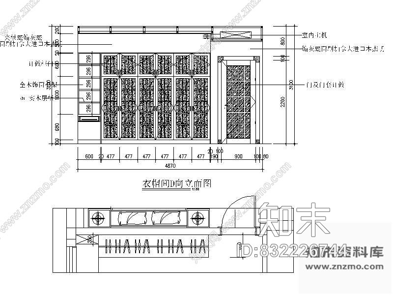 图块/节点衣帽间衣柜详图cad施工图下载【ID:832226744】