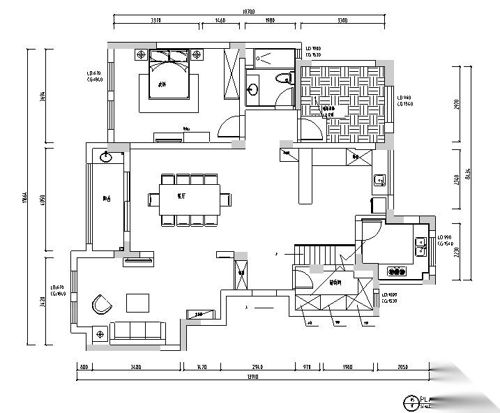 现代简约艺术别墅设计施工图（附效果图）cad施工图下载【ID:160067163】