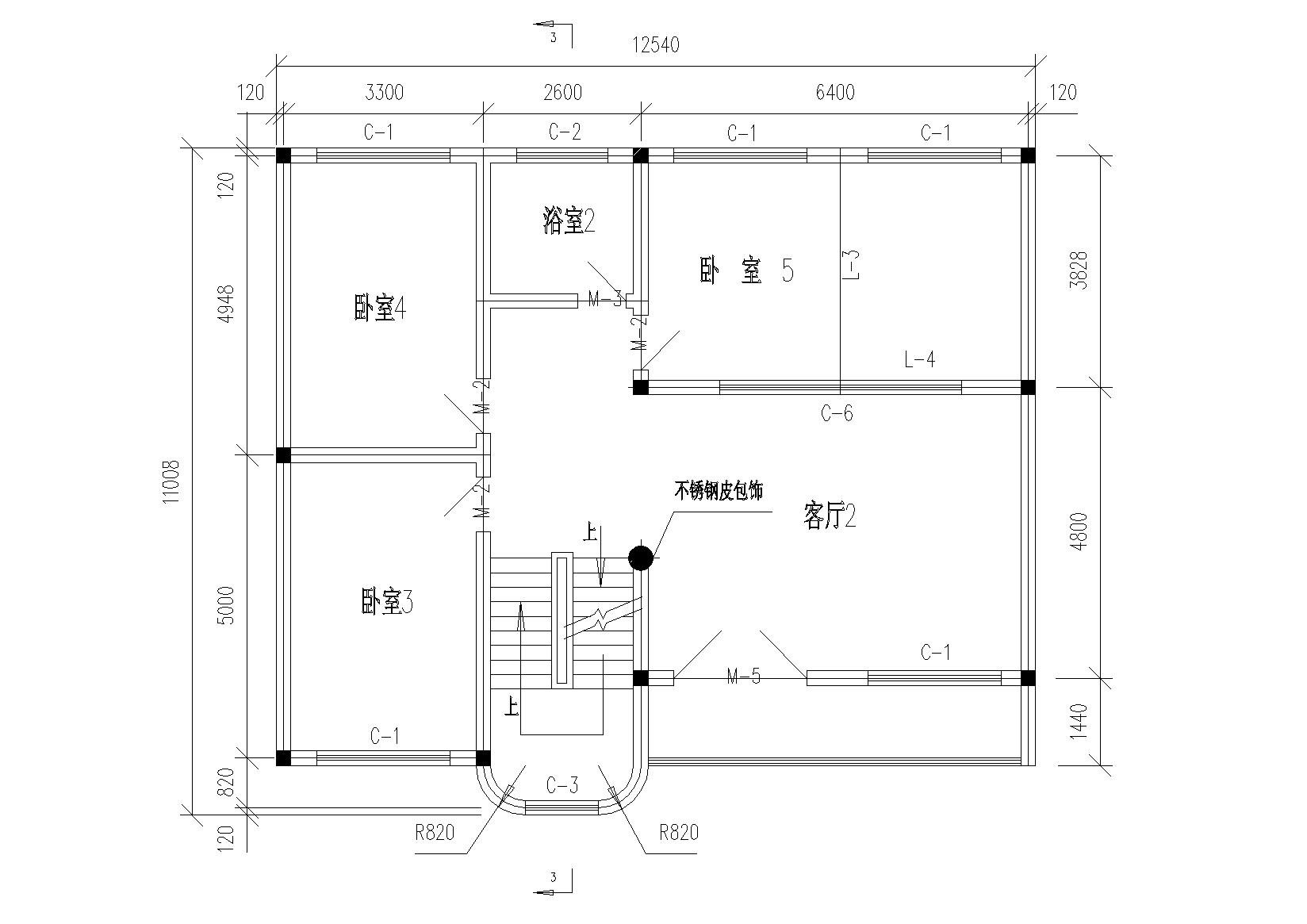 三层带露天平台住宅楼建筑施工图cad施工图下载【ID:164871196】