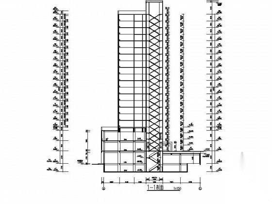 [湖南]高层框架剪力墙结构商住楼建筑施工图cad施工图下载【ID:166057101】