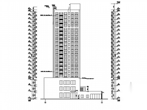 [湖南]高层框架剪力墙结构商住楼建筑施工图cad施工图下载【ID:166057101】