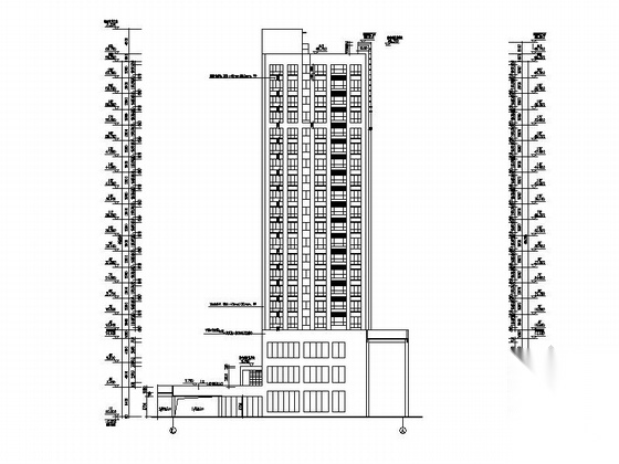 [湖南]高层框架剪力墙结构商住楼建筑施工图cad施工图下载【ID:166057101】