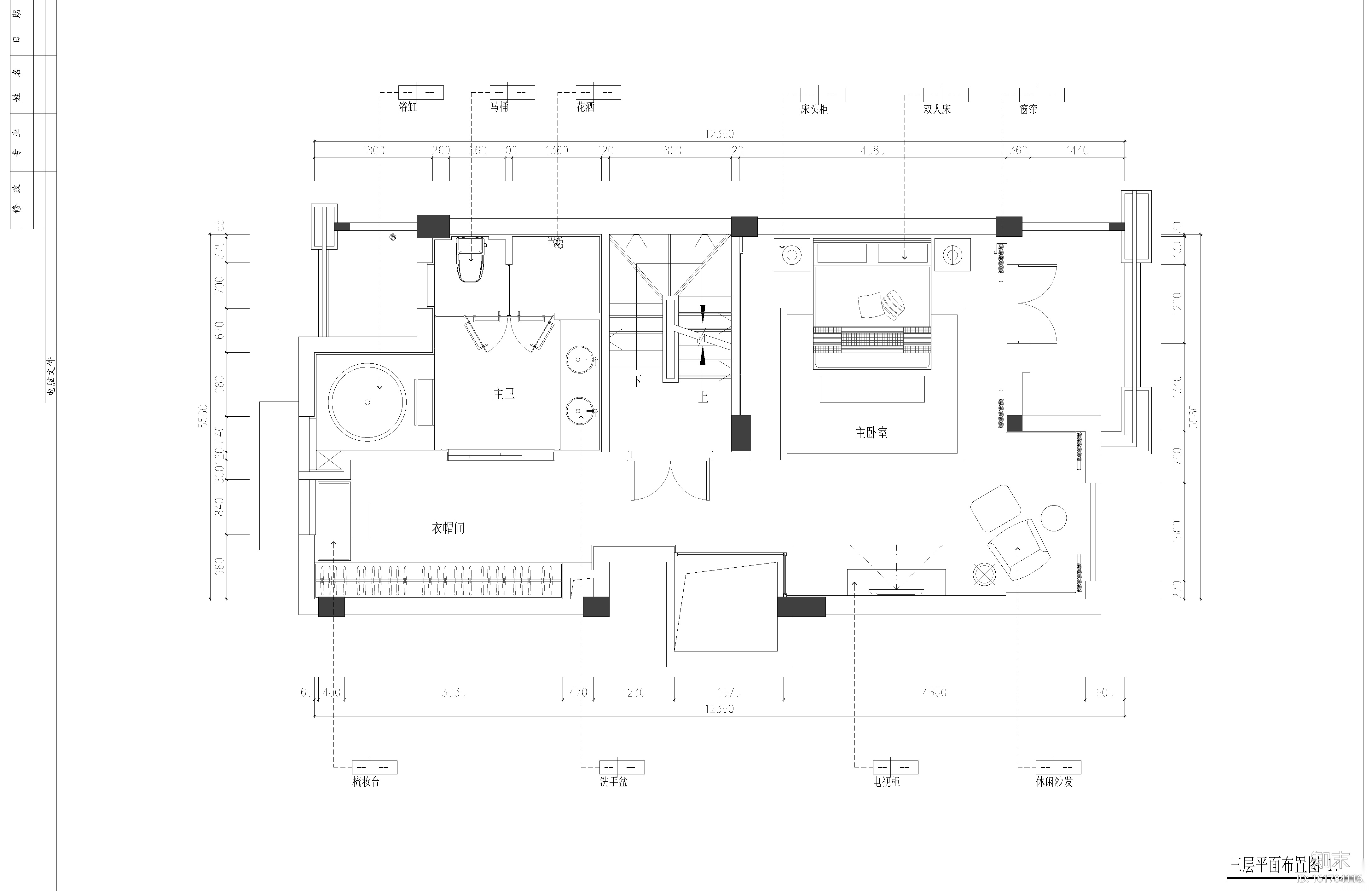 新中式三层别墅室内施工图设计（附效果图）cad施工图下载【ID:161784116】