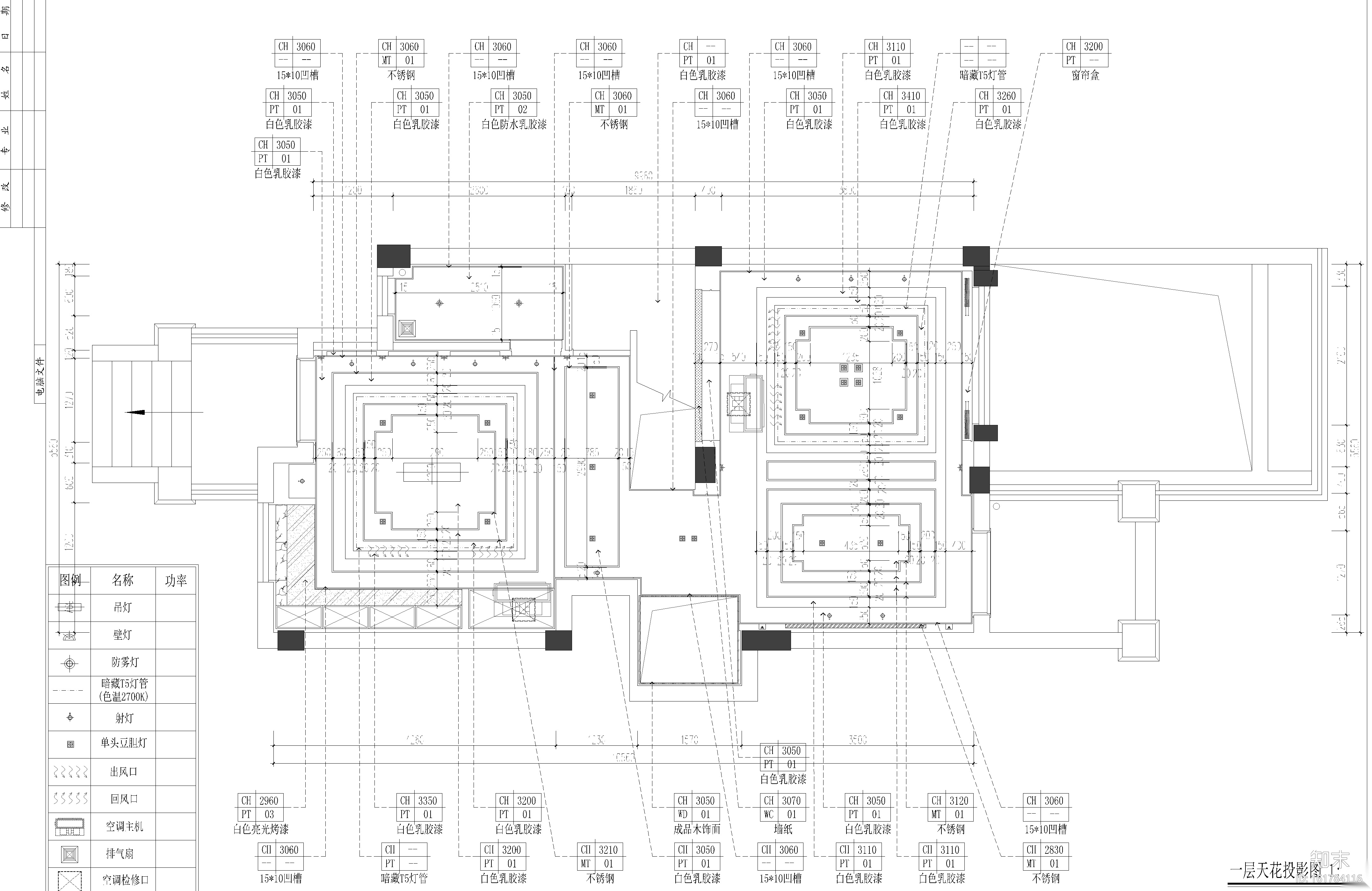 新中式三层别墅室内施工图设计（附效果图）cad施工图下载【ID:161784116】