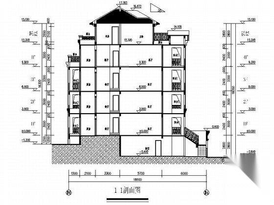 某四层花园洋房建筑施工图cad施工图下载【ID:167938107】