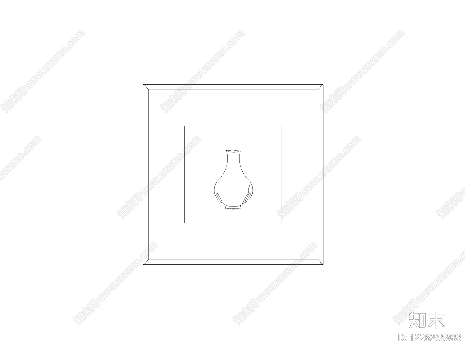 陈设类立面挂画cad施工图下载【ID:1226265988】