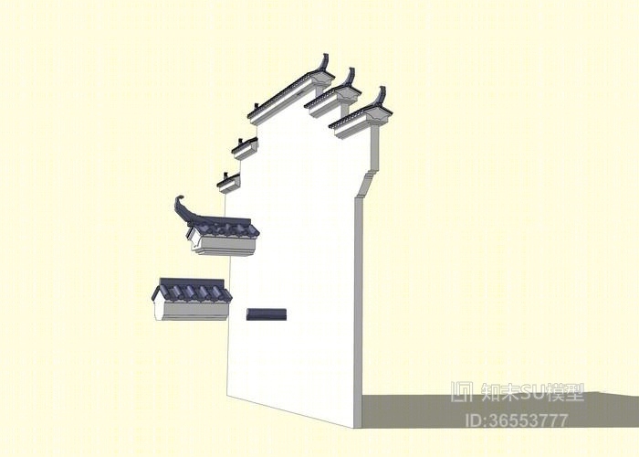 徽派马头墙SU模型下载【ID:36553777】