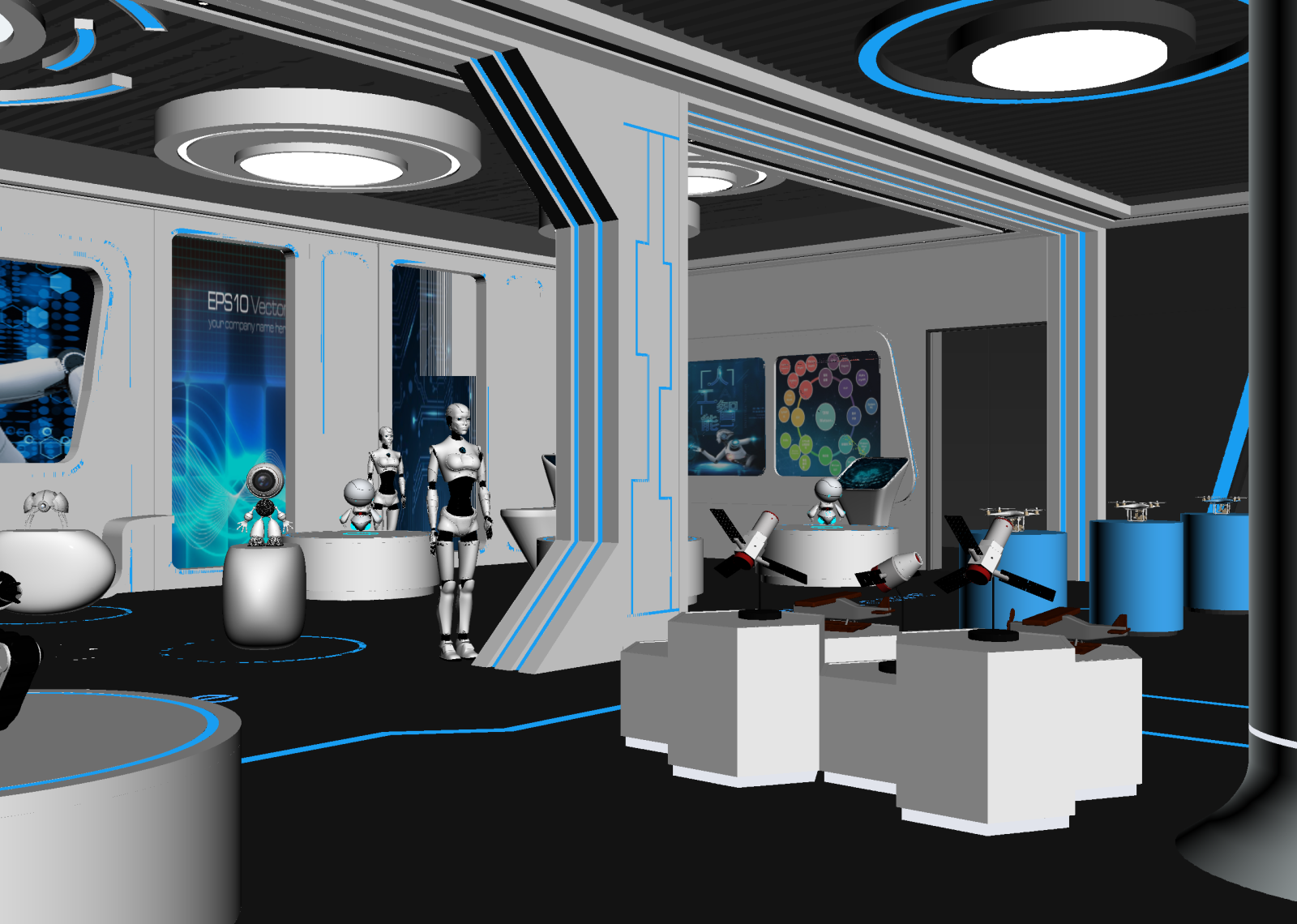 现代科技展厅3D模型下载【ID:1214713903】