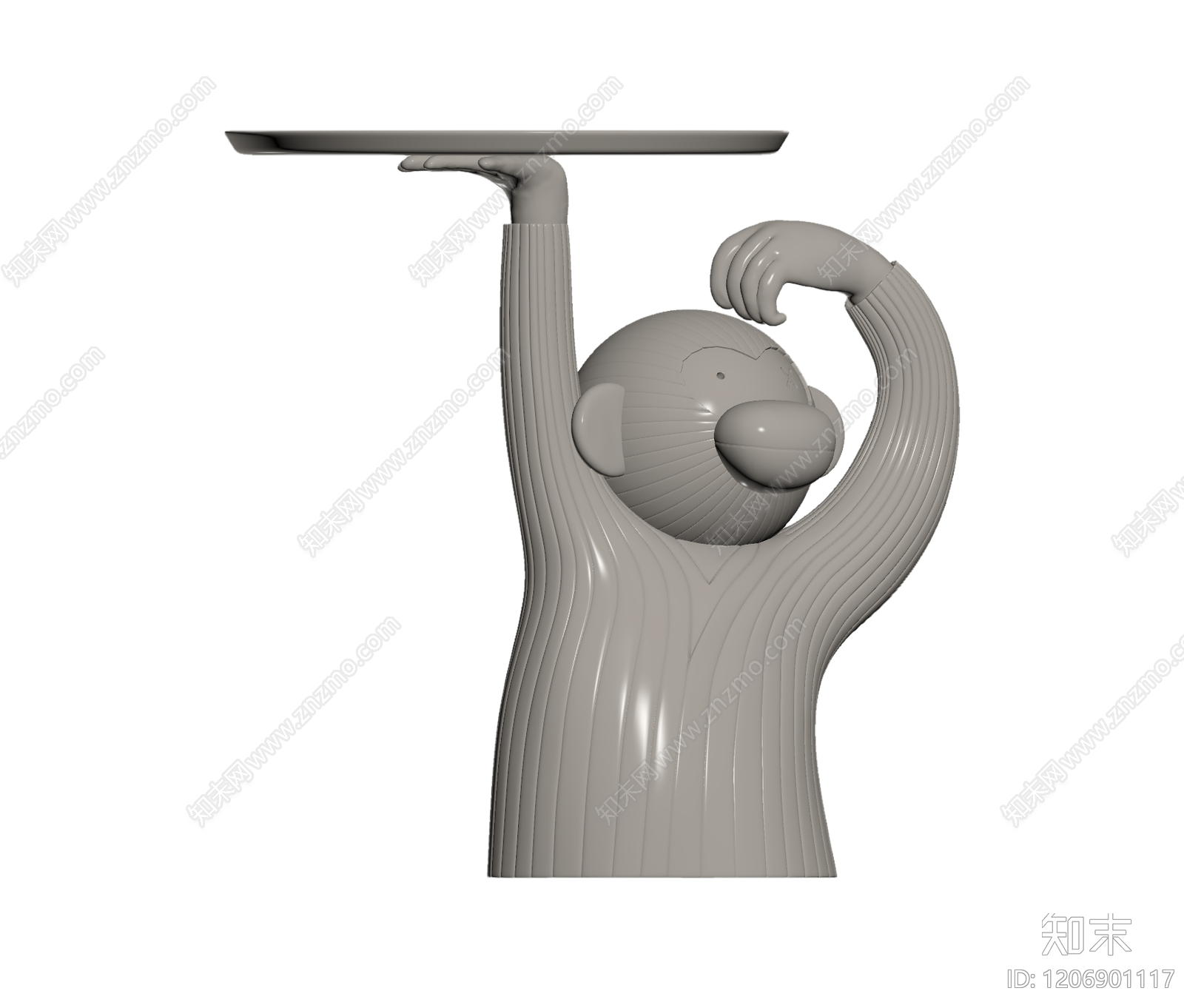 猴子托盘雕塑3D模型下载【ID:1206901117】