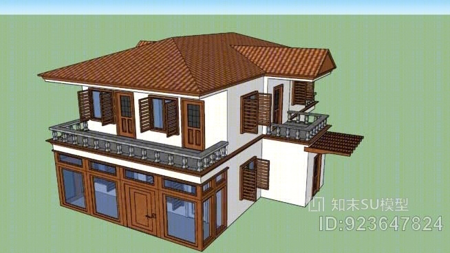 复式别墅SU模型下载【ID:923647824】