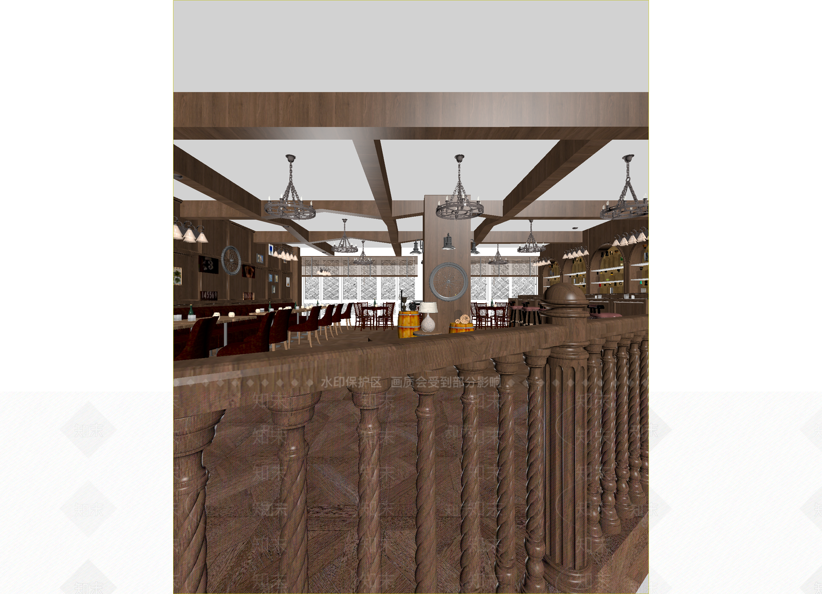 美式西餐厅3D模型下载【ID:1215153004】