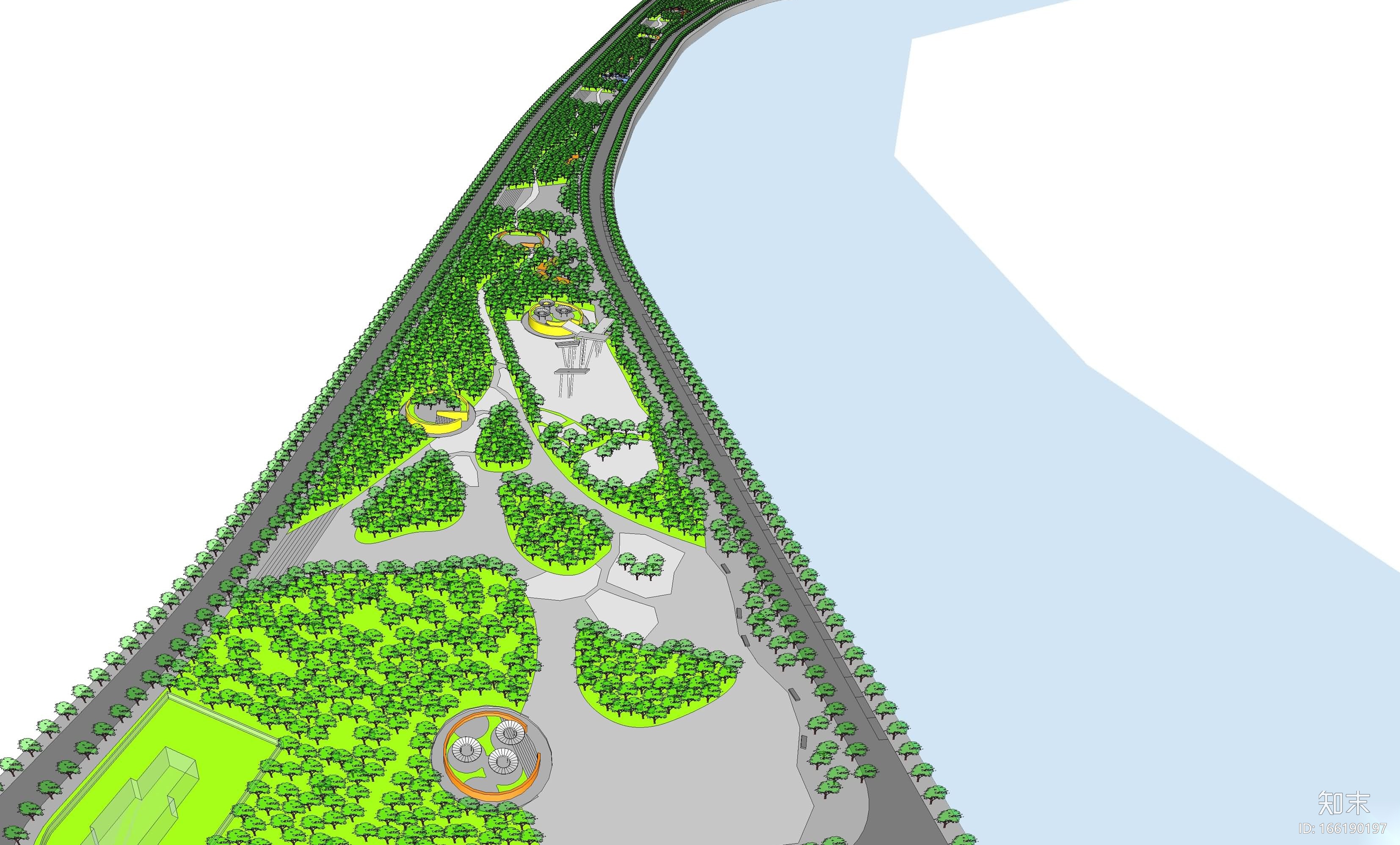 [广东]带状滨河公园景观规划设计方案cad施工图下载【ID:166190197】