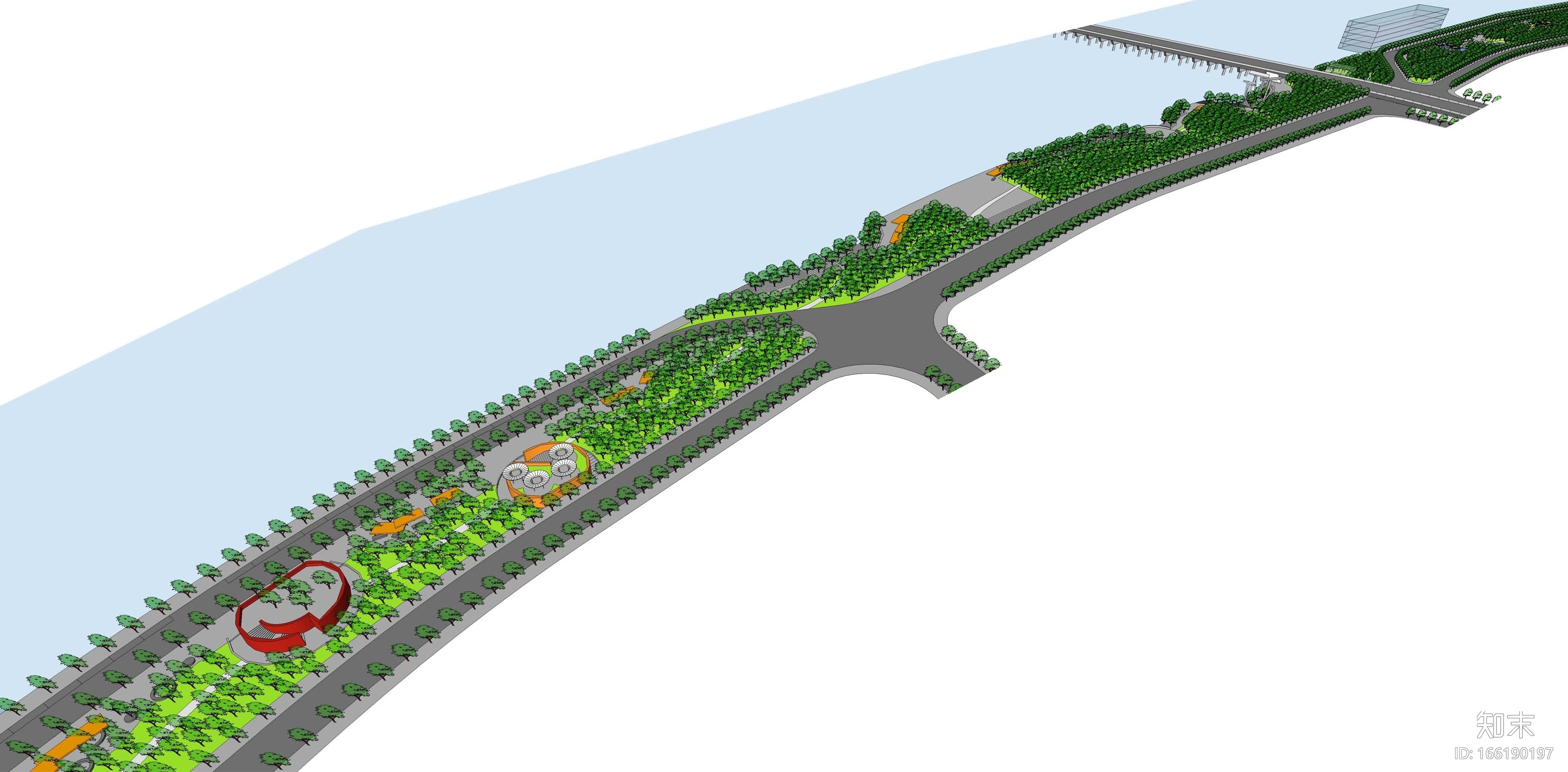 [广东]带状滨河公园景观规划设计方案cad施工图下载【ID:166190197】