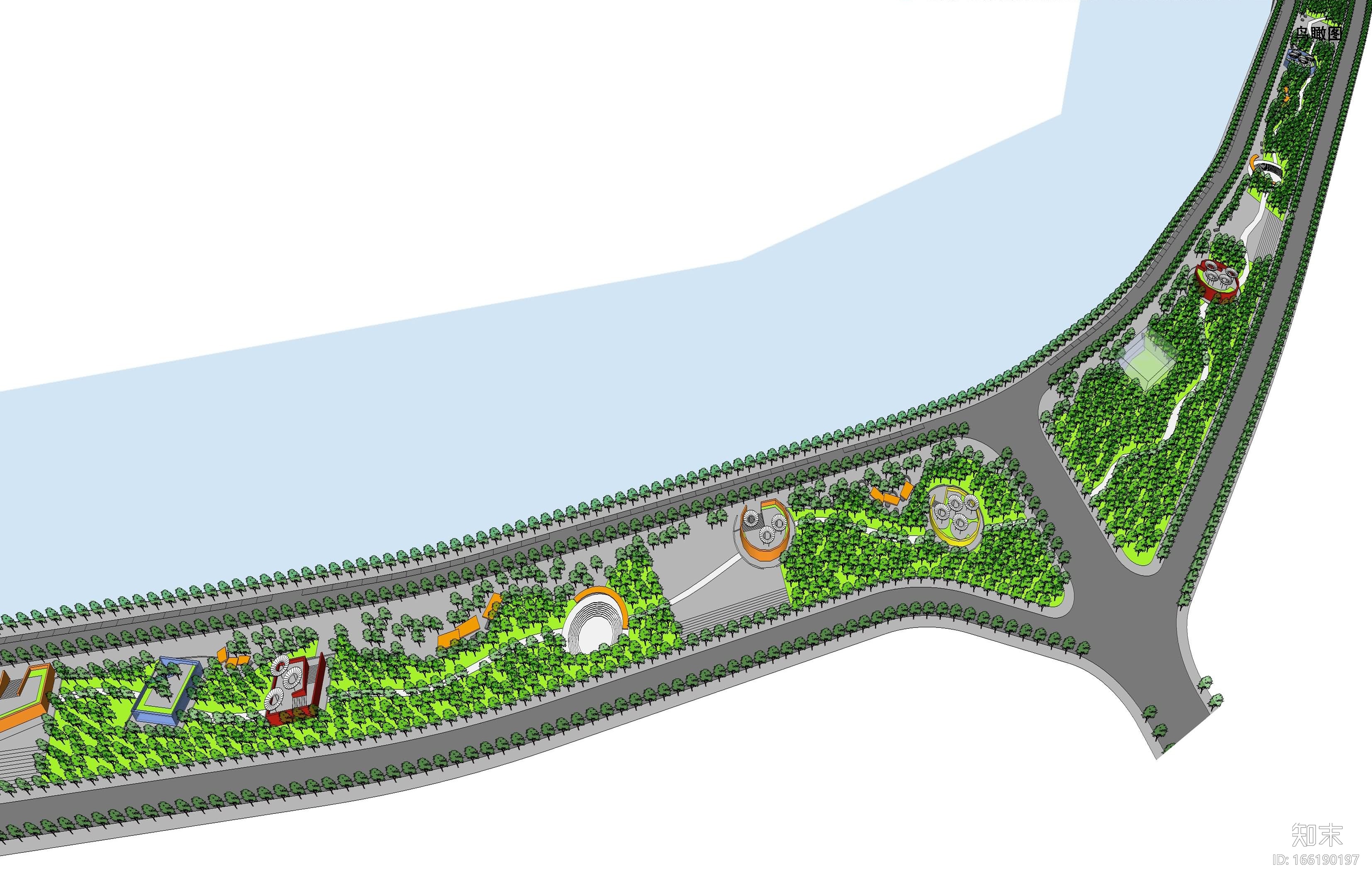 [广东]带状滨河公园景观规划设计方案cad施工图下载【ID:166190197】