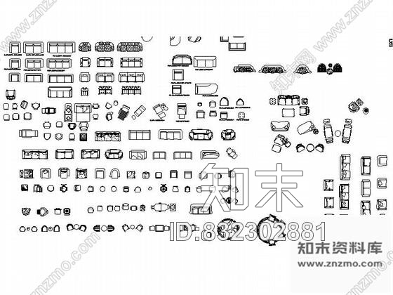 图块/节点超全客厅沙发CAD图块下载施工图下载【ID:832302881】