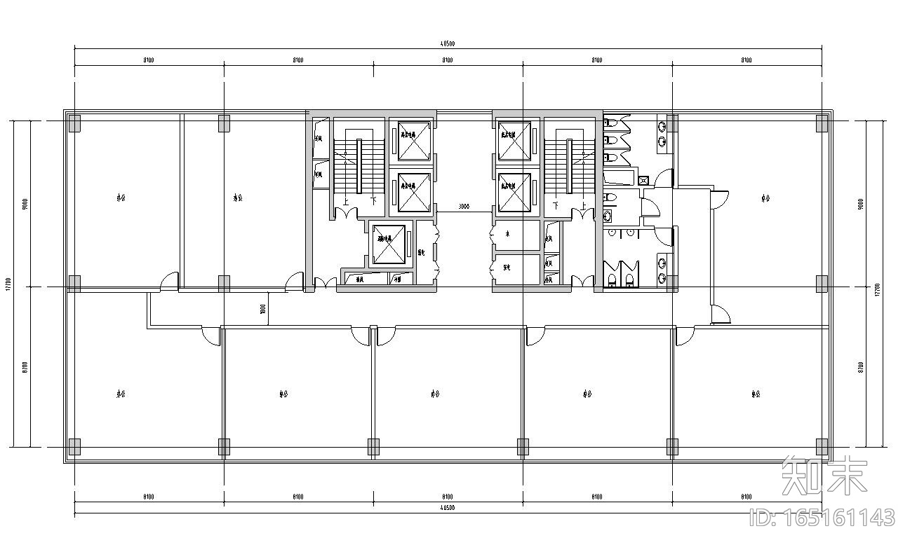 酒店式公寓户型平面图设计cad施工图下载【ID:165161143】