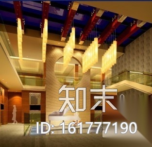 某酒店新中式中厅室内装修图（含效果）cad施工图下载【ID:161777190】