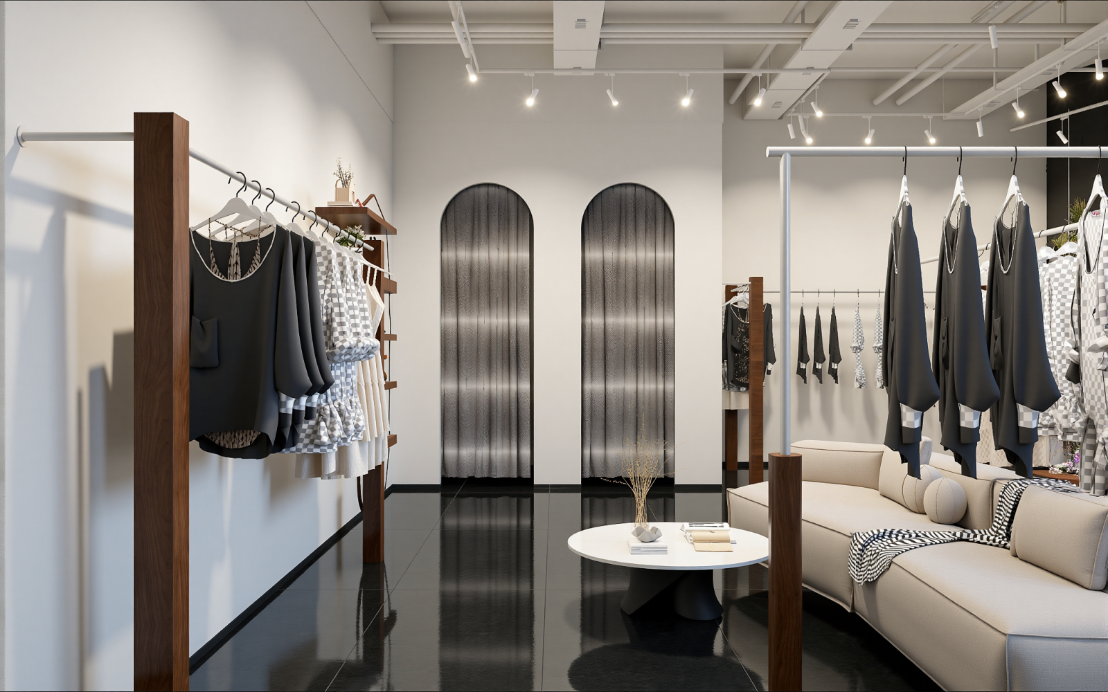 工业服装展厅3D模型下载【ID:1214744069】