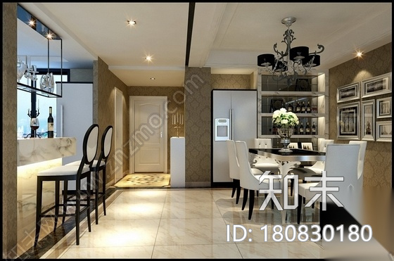 [徐州]高端景观社区简欧风格五居室样板房装修施工图（含...cad施工图下载【ID:180830180】