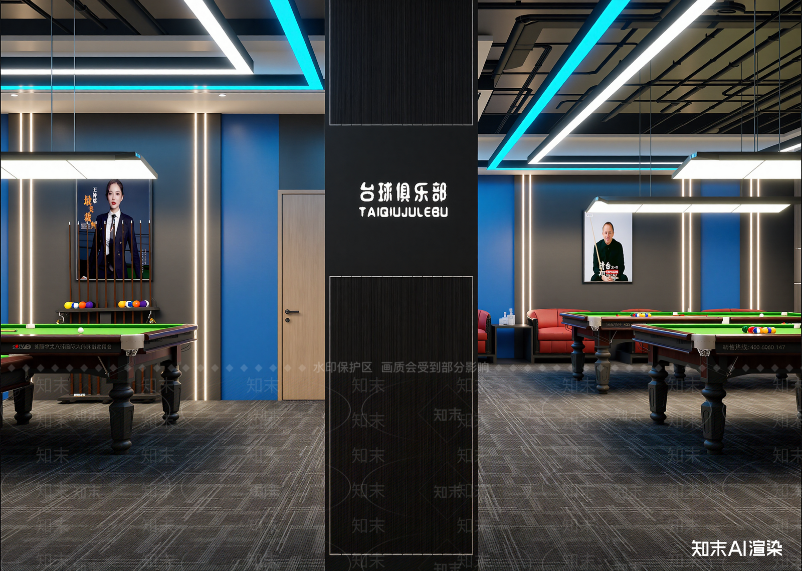 现代台球室3D模型下载【ID:1214268771】