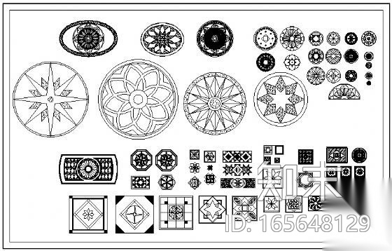 地面CAD常用拼花cad施工图下载【ID:165648129】
