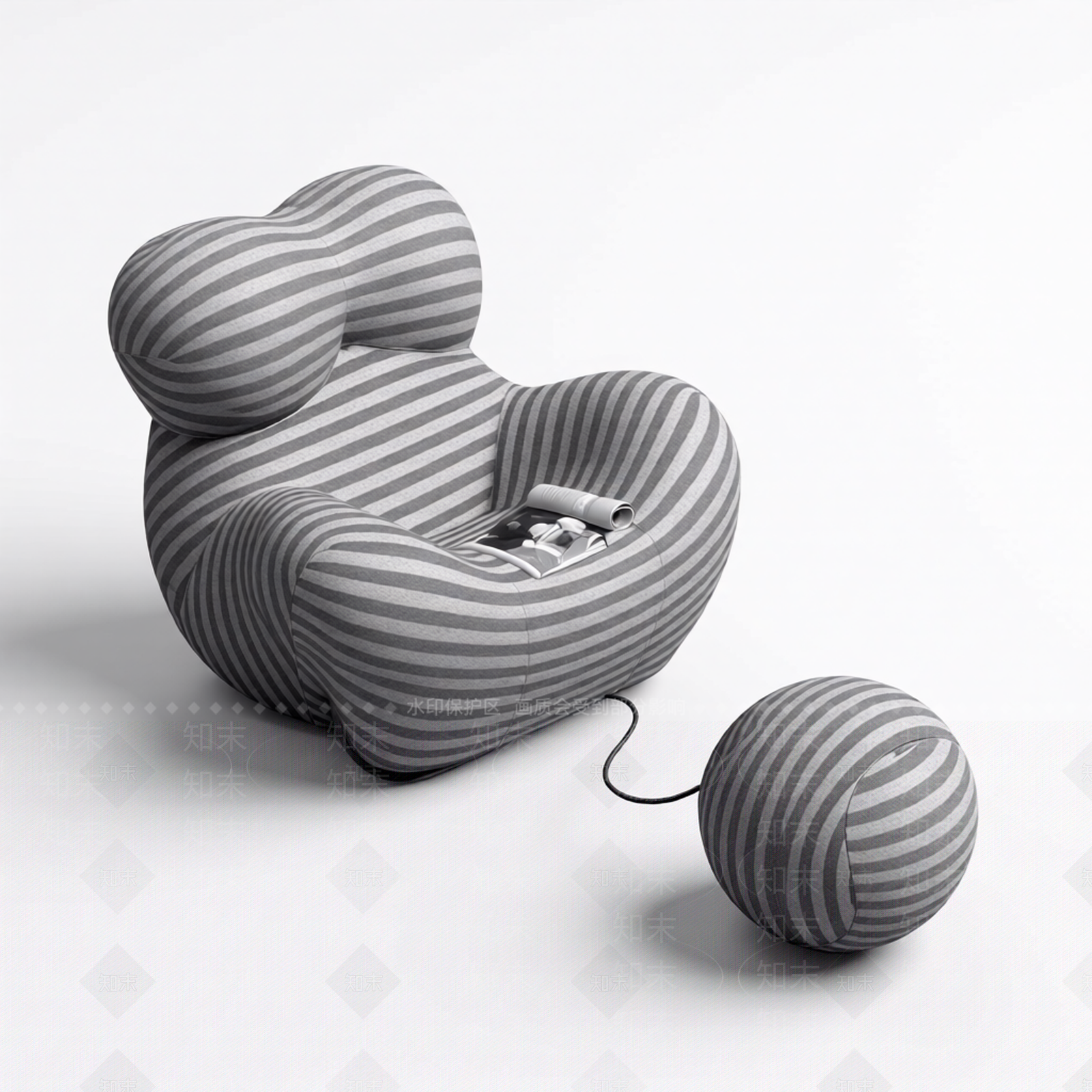 条纹软垫座椅模型3D模型下载【ID:1206182844】