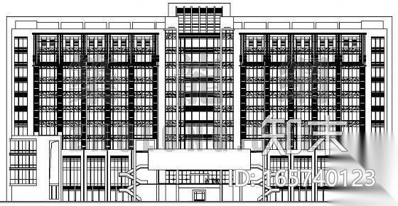 某图书办公楼立面设计方案cad施工图下载【ID:165740123】