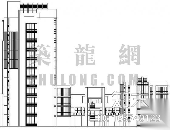 某图书办公楼立面设计方案cad施工图下载【ID:165740123】